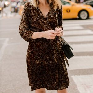 J Crew Leopard Velvet Wrap Dress 16